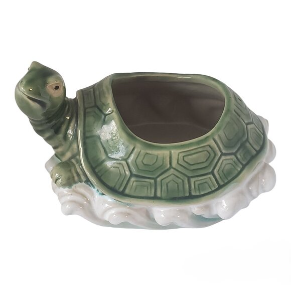 VTG Turtle Planter Kitschy Tortoise Glazed Ceramic Succulent Pot marked #B-174 - Picture 6 of 15
